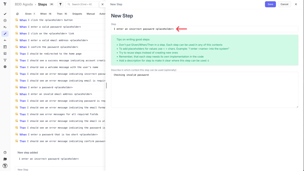 Testomat.io - New step created
