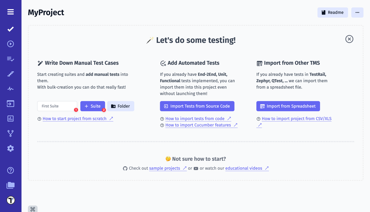 Testomat.io - Create test suite
