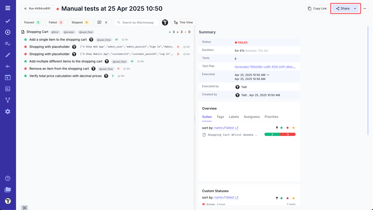Testomat.io - Share Report