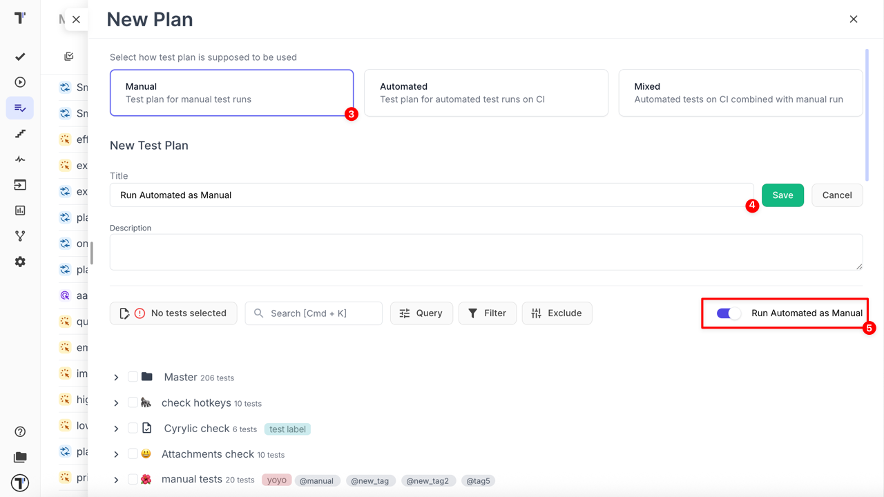 Run Automated as Manual toggle